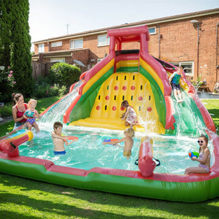 Bouncinlife Inflatable Water Park for Kids 16ft Pvc Waterslide Jumper Double Lane Water Jumping Castle Inflatable Splash Pool for Outdoor Water Play