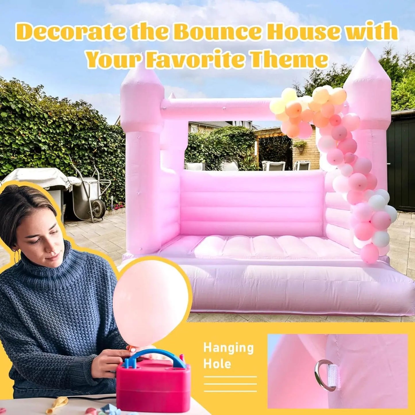 Pink Bounce House for Adults Kids 13.5ft Commercial Grade Jumping Castle with 750W Powerul Blower Bouncinlife