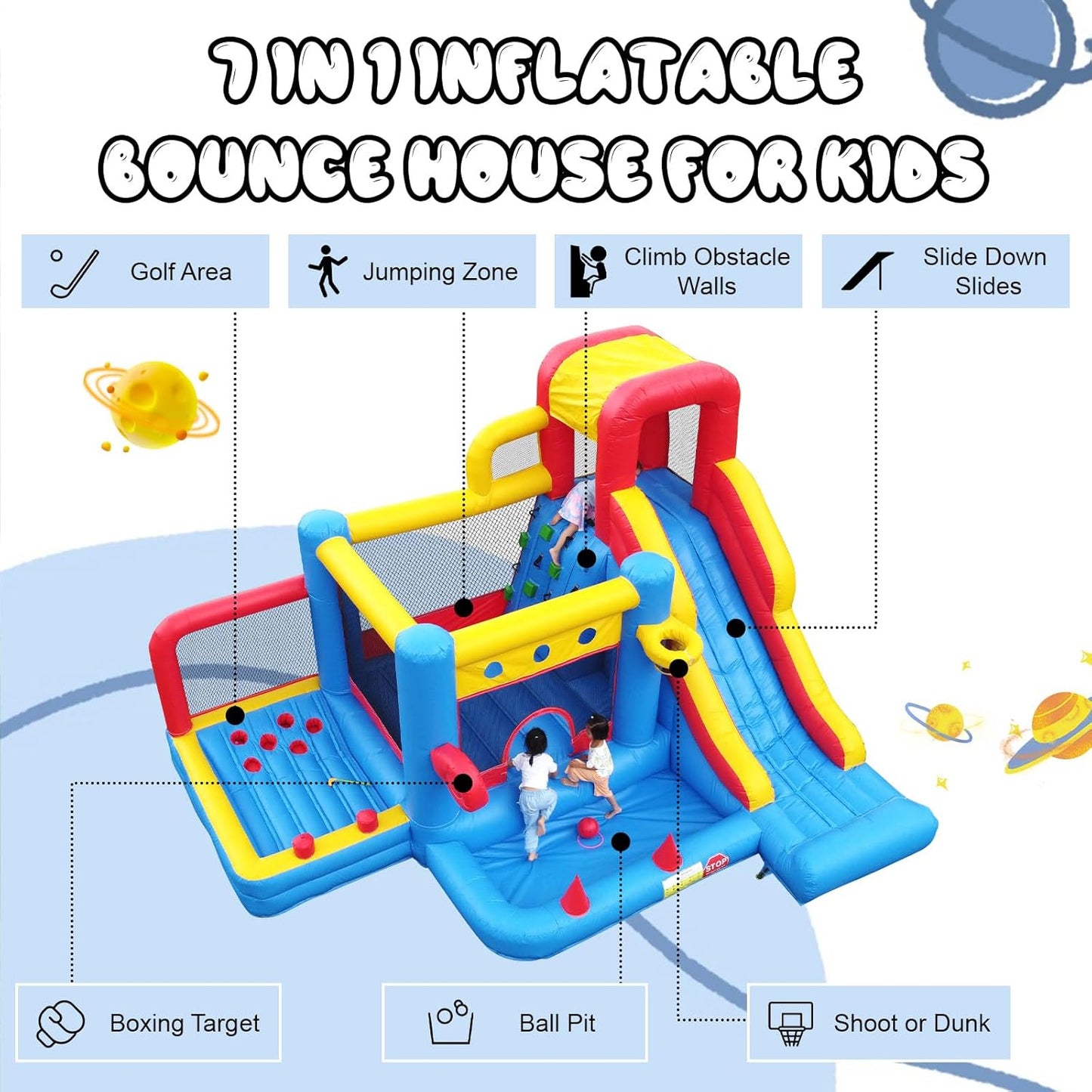 16FT Commercial Grade Bounce House for Kids 3-6 Jumping House with Slide with Blower Bouncinlife