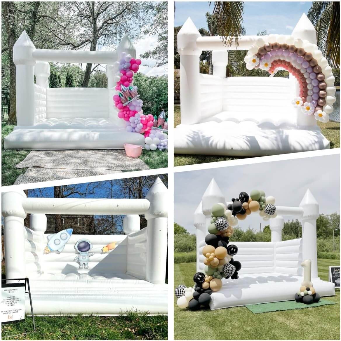 white commercial bounce house castle