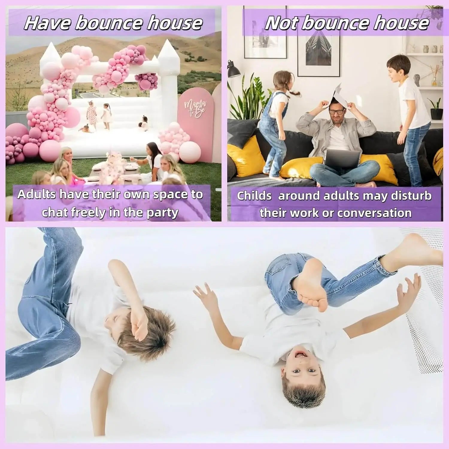 15ft Commercial White Bounce House for Adults with Slide & Ball Pit Bouncinlife