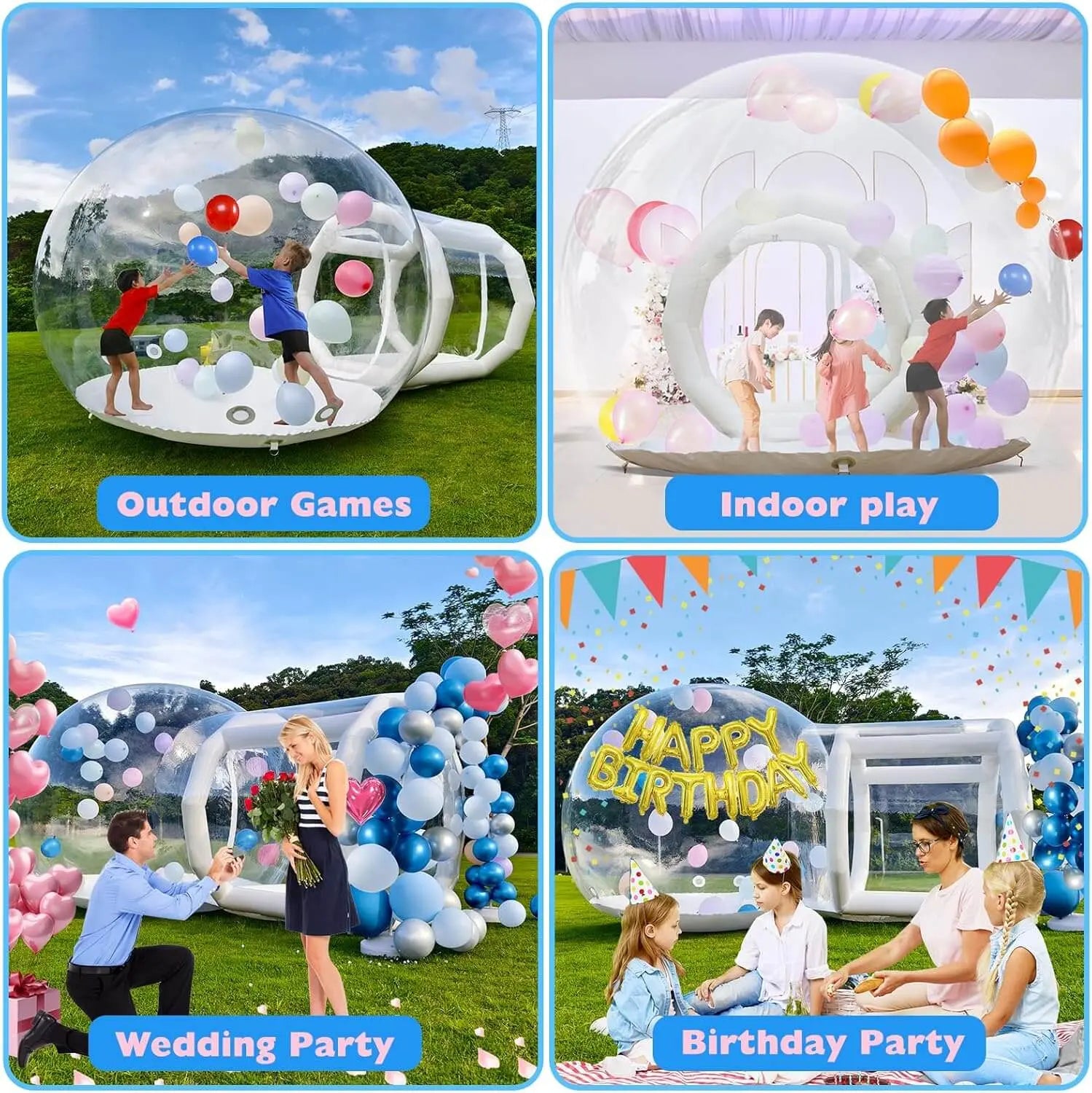 10ft Transparent Bubble Dome Tent with Blower, Inflatable Bubble House for Events Bouncinlife