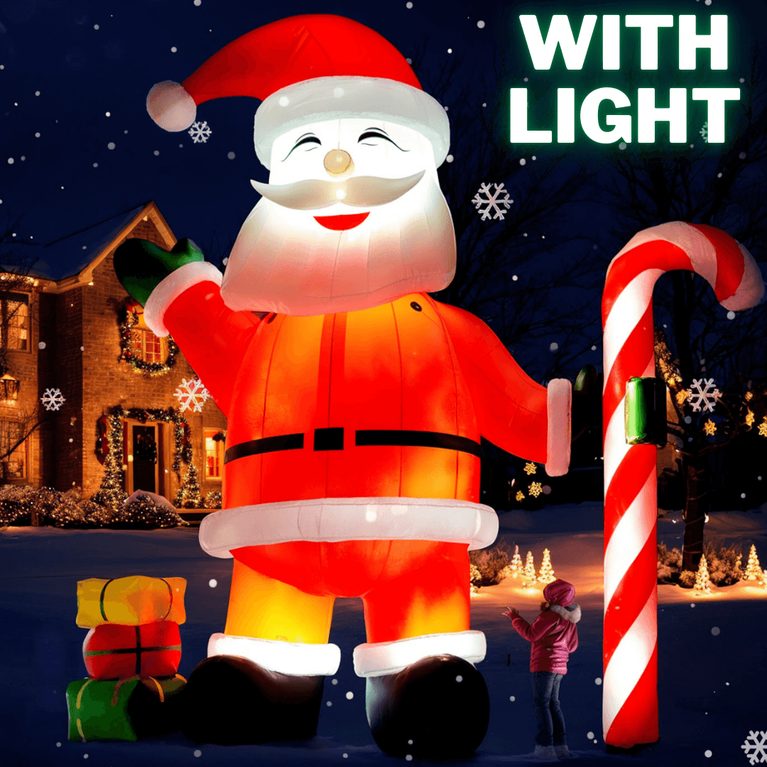 Lighted Christmas Inflatables Santa Claus Built-in LED Light and Blower 33ft/10m Bouncinlife