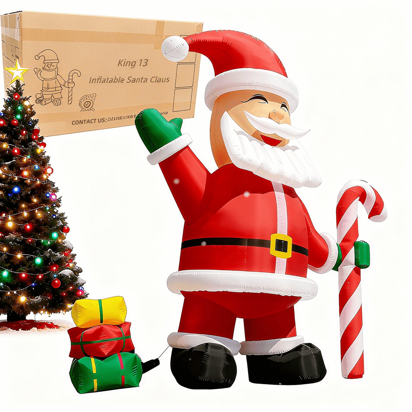 Lighted Christmas Inflatable Santa Claus Built-in LED Light 26/33ft Bouncinlife