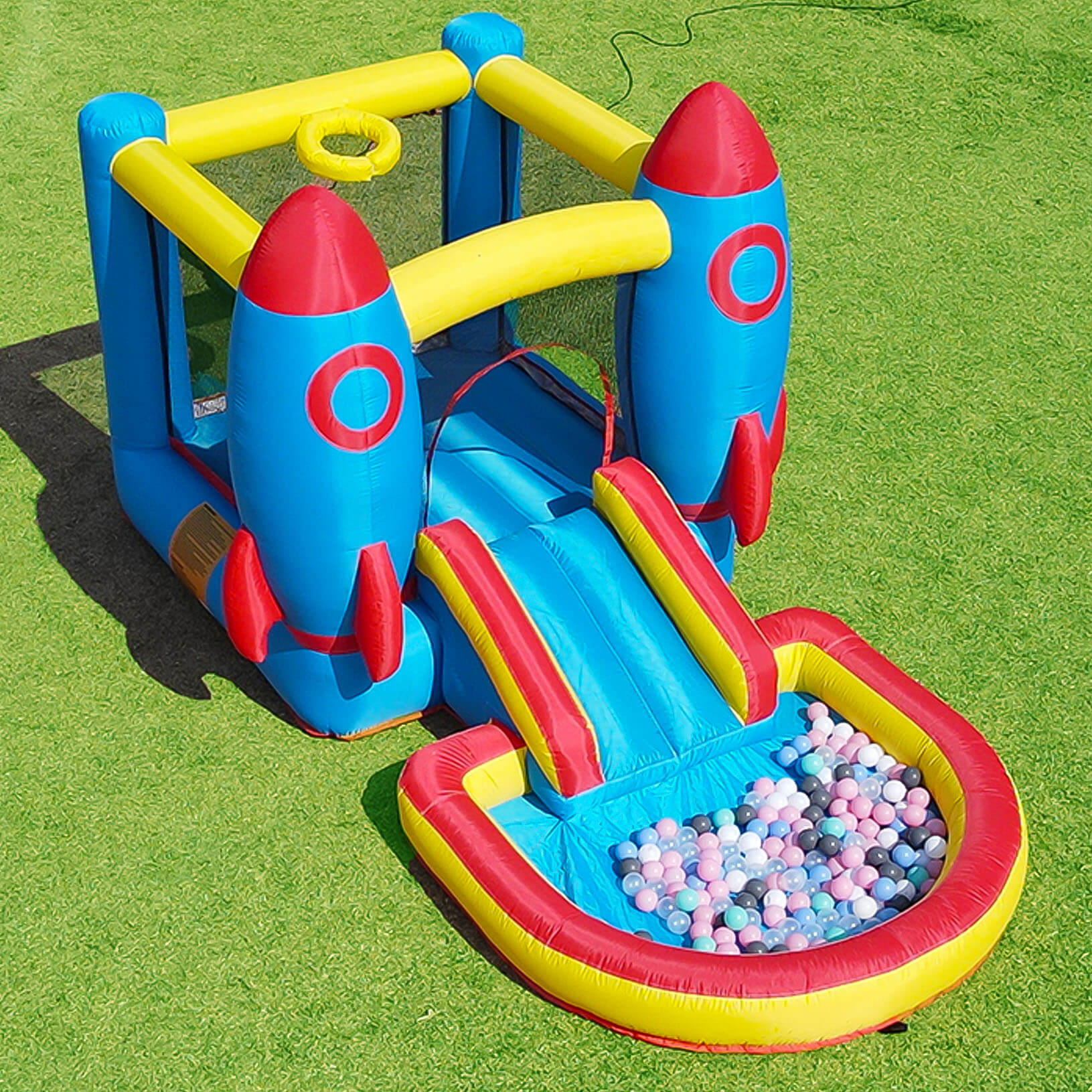 Bouncinlife 12ft Bounce House with Slide Pool Rocket-Theme Play House for Toddlers Bouncinlife
