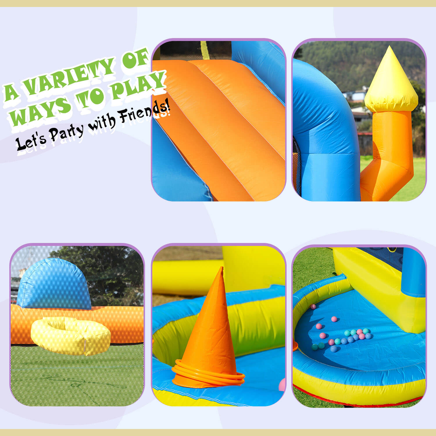 10ft Multi-Fun Bounce House with Target Toss, Ring Throw & Ball Pit – Perfect for Toddlers 1+ Bouncinlife