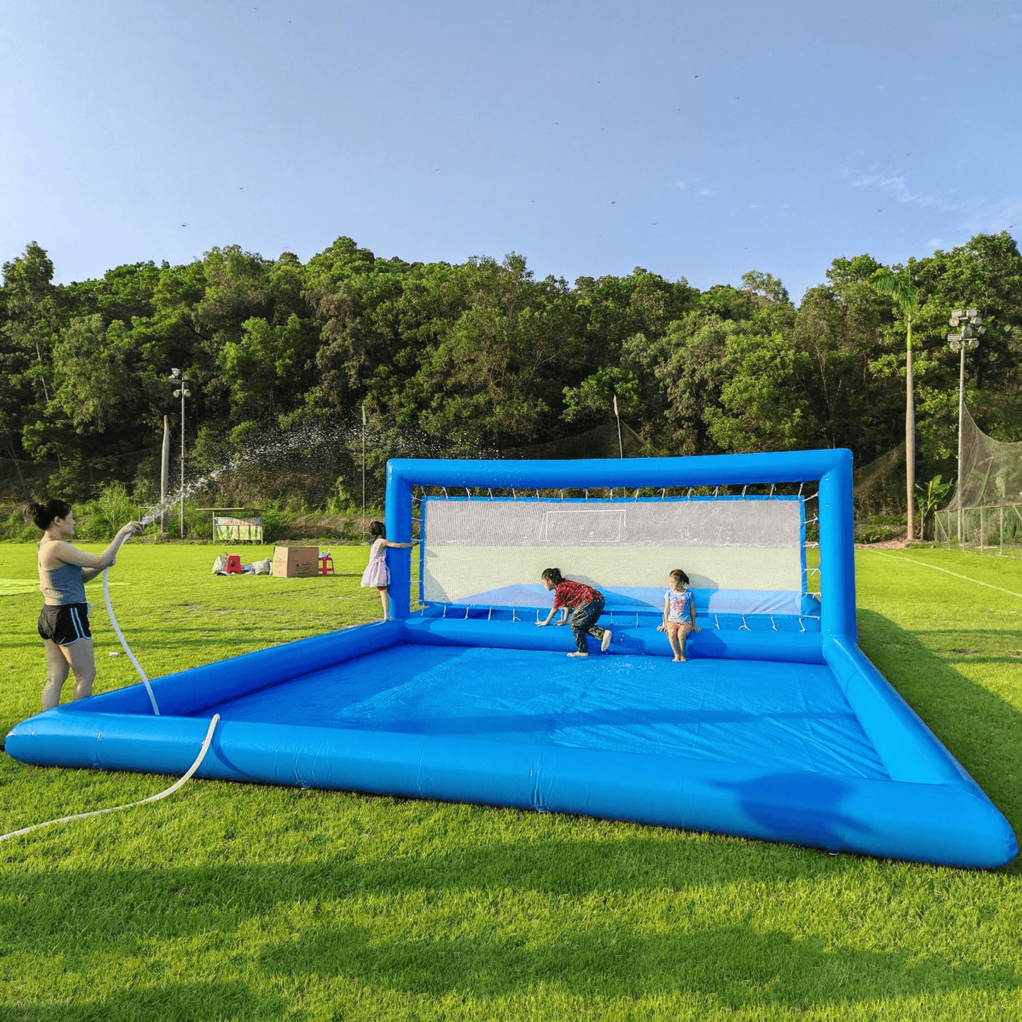 33FT Inflatable Water Volleyball Court Beach Games for Kids Bouncinlife