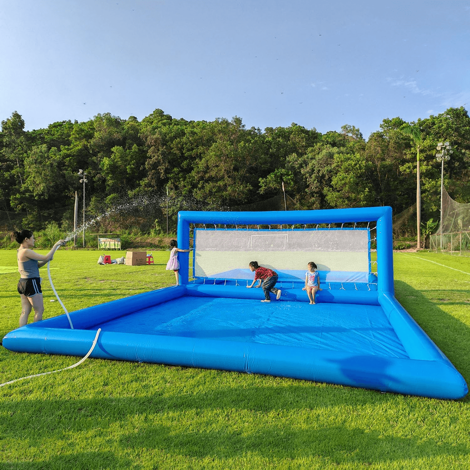 33FT Inflatable Water Volleyball Court Beach Games for Kids Bouncinlife