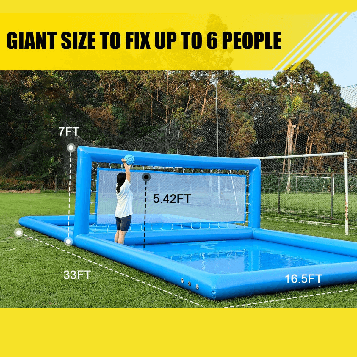 33FT Inflatable Water Volleyball Court Beach Games for Kids Bouncinlife