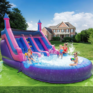 Bouncinlife 20ft Double Water Slide Inflatable Large Water Slide Bounce House Inflatable Bounce House with Water Slide Pvc Water Slide for Adults