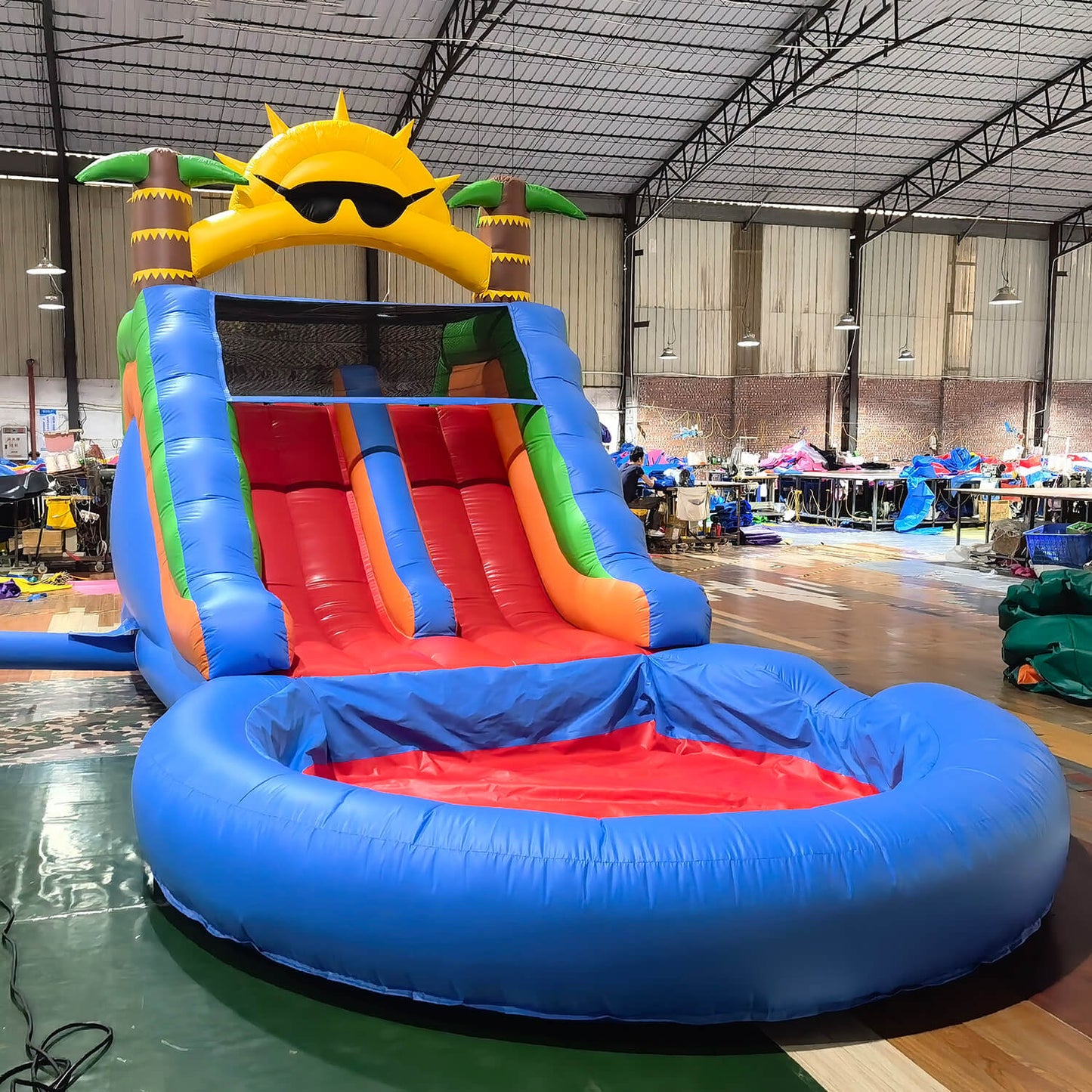 23FT Commercial Water Slide for Kids Adults Heavy Duty Dual Water Slide with Splash Pool