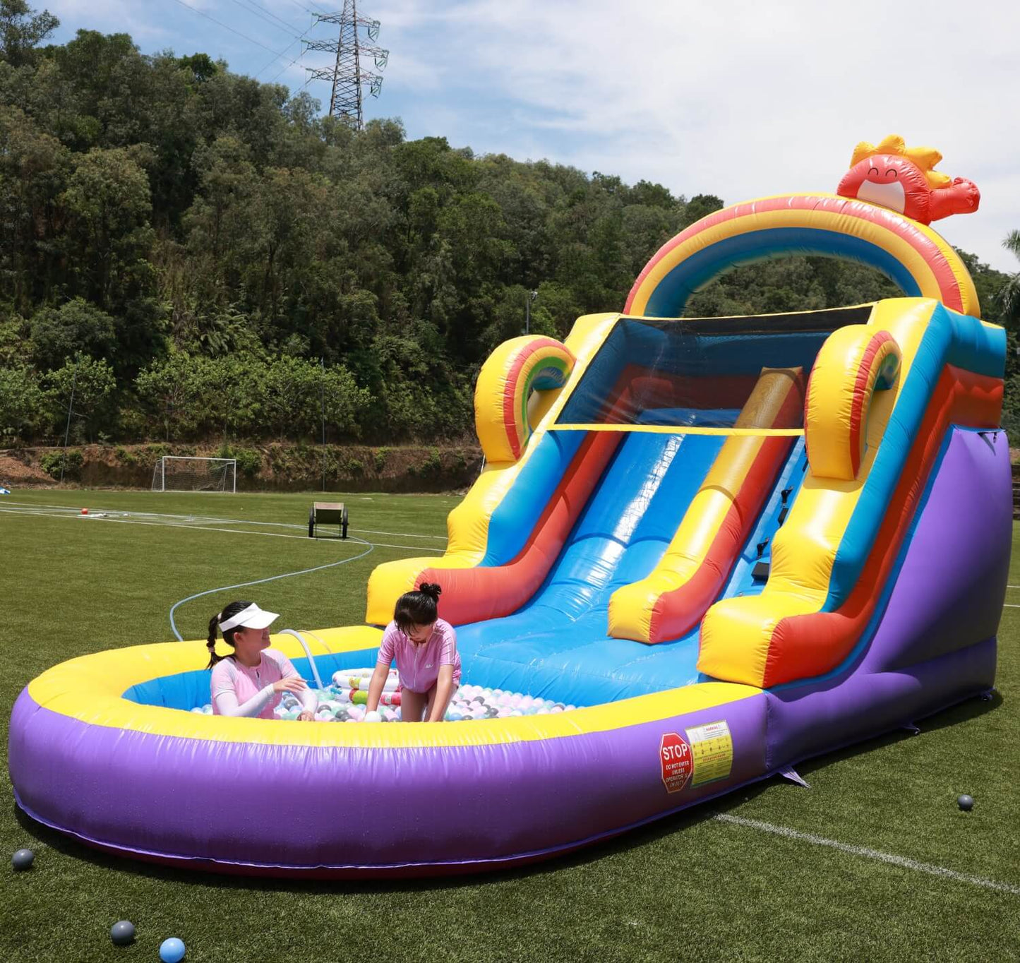 21ft Commercial Rainbow Water Slide Inflatable with Blower Bouncinlife
