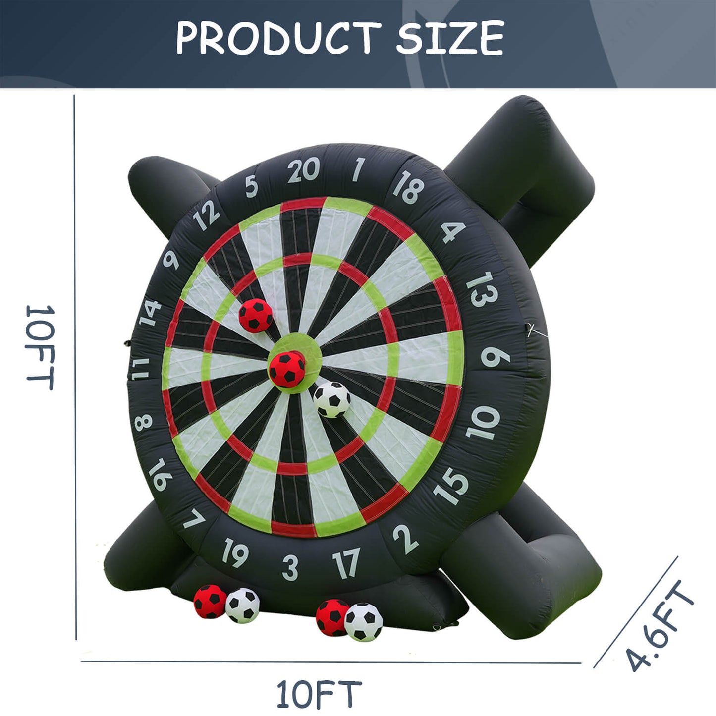 12FT Inflatable Soccer Dart Board Kick Dart Board 8Pcs Soccer Balls & Blower Target Games Bouncinlife