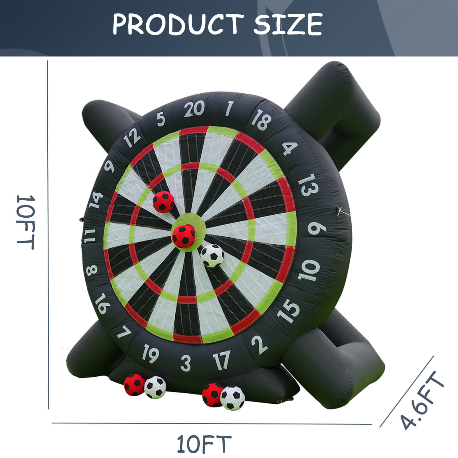 12FT Inflatable Soccer Dart Board Kick Dart Board 8Pcs Soccer Balls & Blower Target Games Bouncinlife