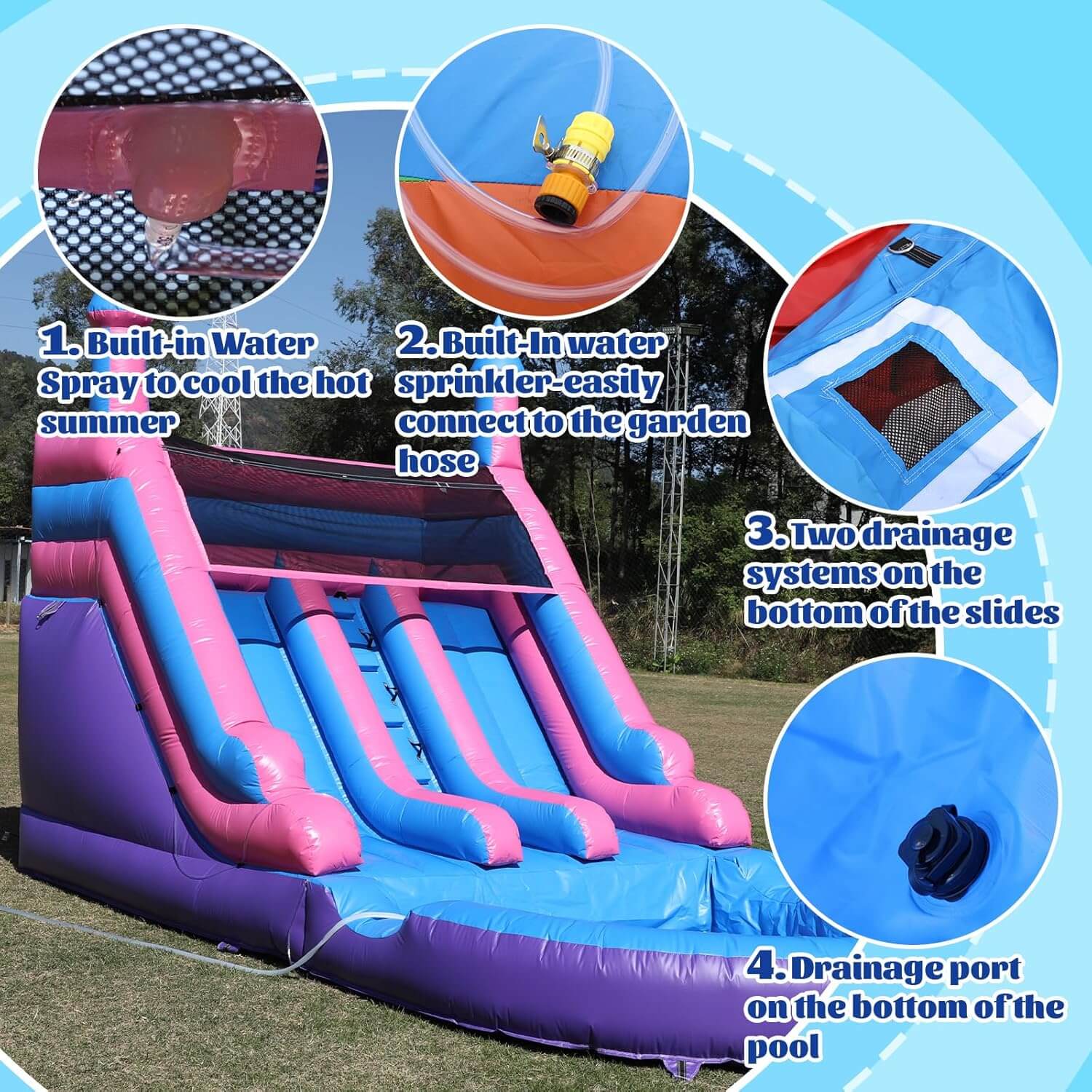 Bouncinlife 21ft Water Inflatable Dual Slide with Large Pool Bouncinlife