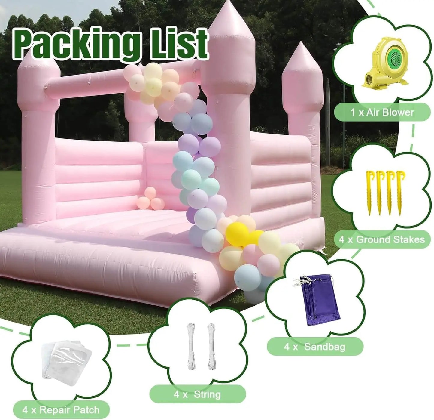 Pink Bounce House for Adults Kids 13.5ft Commercial Grade Jumping Castle with 750W Powerul Blower Bouncinlife