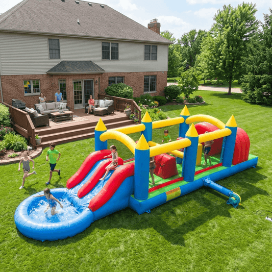 30ft Bounce House Obstacle Course with Slide Pool & Blower Bouncinlife
