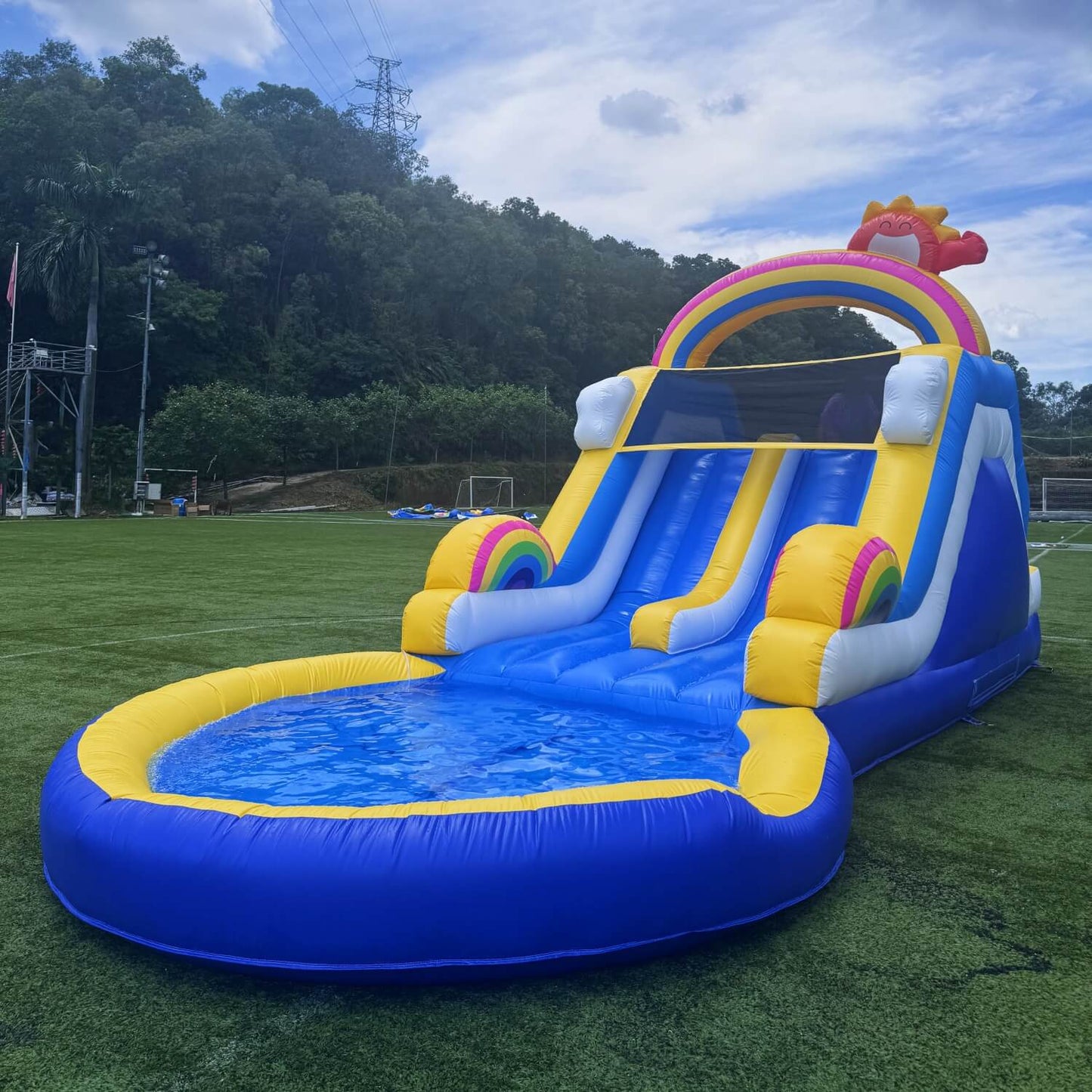 21ft Inflatable Water Slide with Pool - 600lb Capacity Heavy Duty Backyard Slide | 1100W Blower Included Bouncinlife
