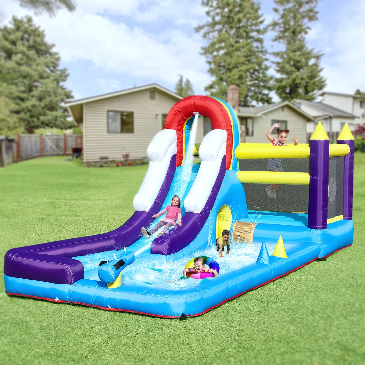Bouncinlife 16ft Inflatable Water Slide Splash Pool Combo Play House for Kids
