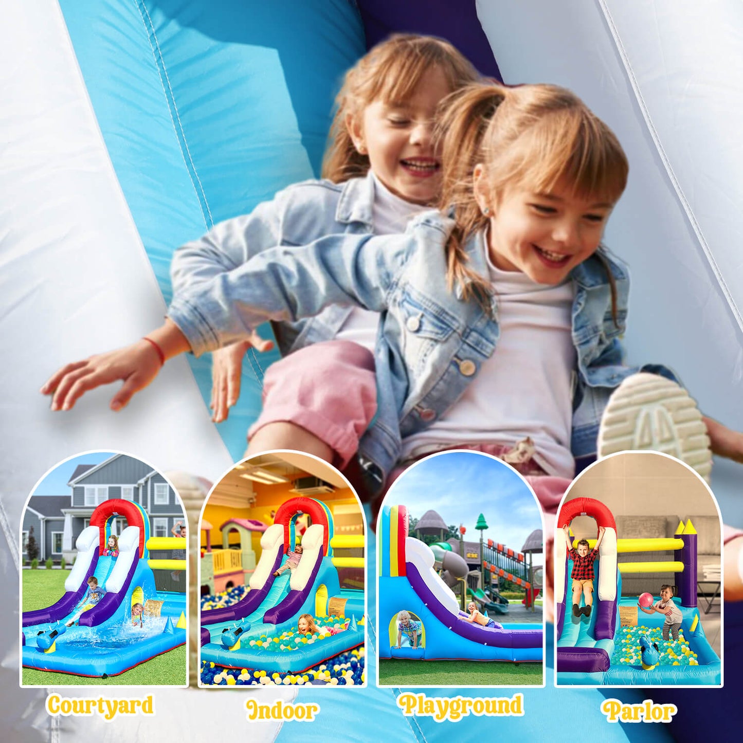 Bouncinlife 16ft Inflatable Water Slide Splash Pool Combo Play House for Kids