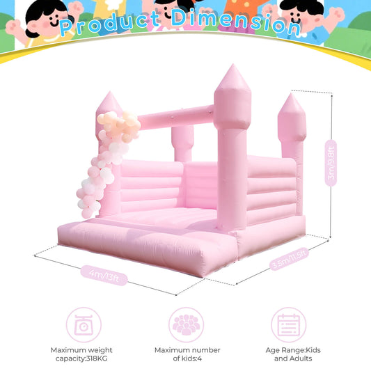 13.5ft Pink Commercial Grade Bounce House with Blower Bouncinlife