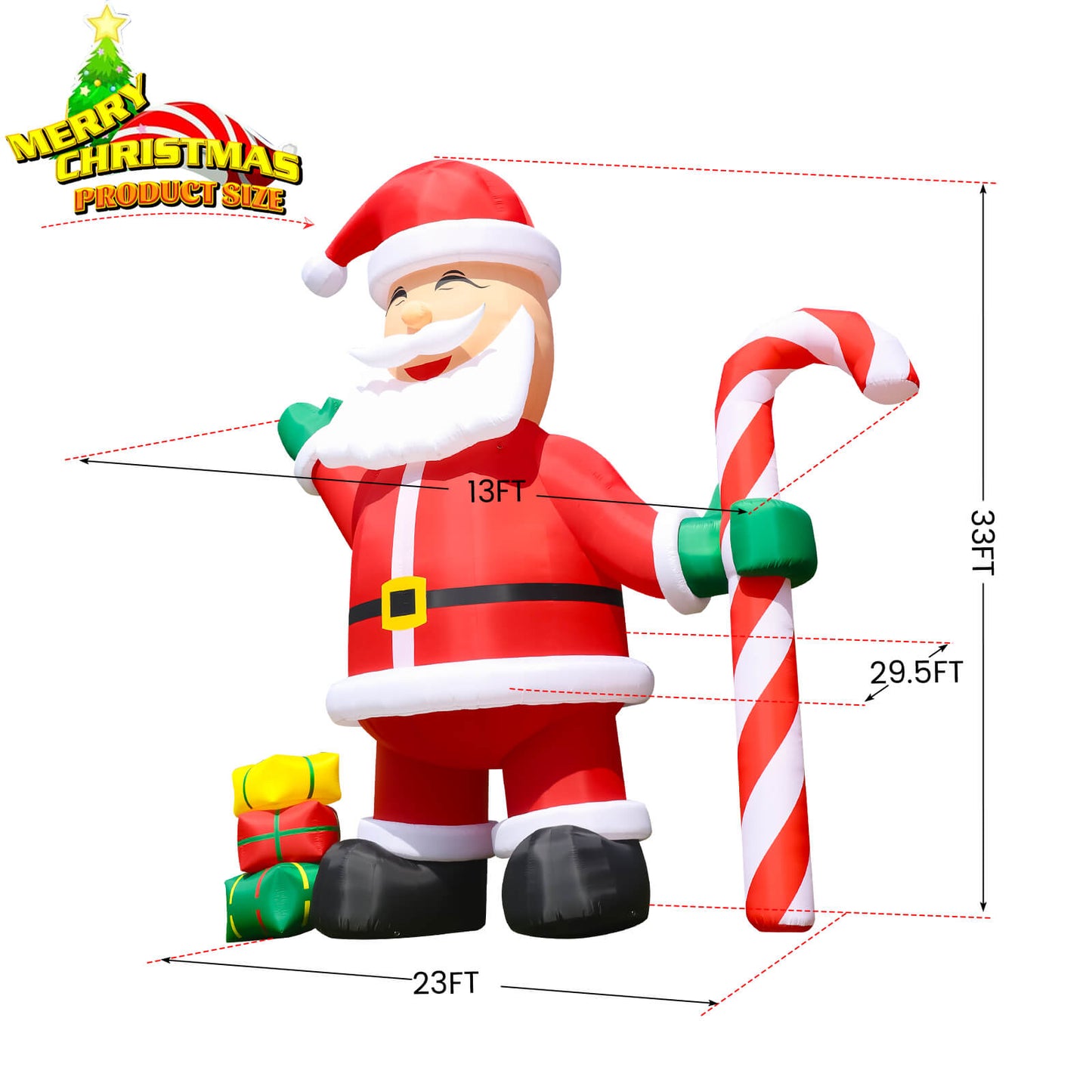 Lighted Christmas Inflatables Santa Claus Built-in LED Light and Blower 33ft/10m Bouncinlife