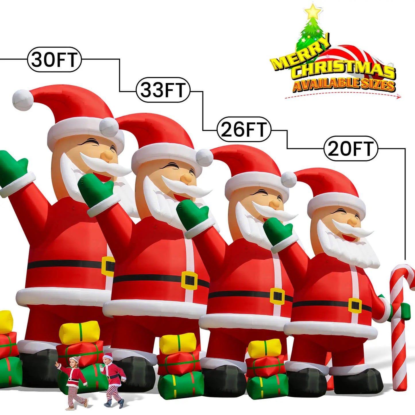 26 / 33ft Inflatable Santa Claus Giant Christmas Inflatable Decoration 2 Size Available Bouncinlife