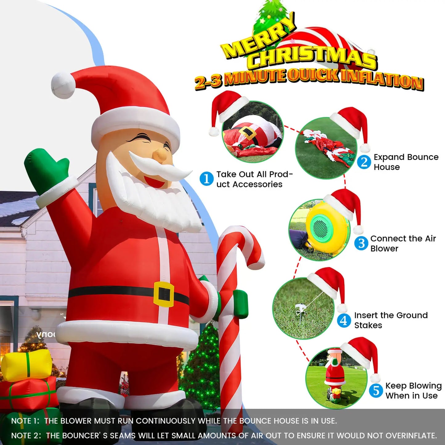 26 / 33ft Inflatable Santa Claus Giant Christmas Inflatable Decoration 2 Size Available Bouncinlife