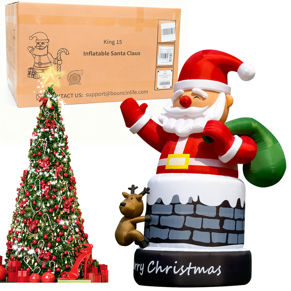 20ft/26ft/33ft Christmas Santa Inflatable with Blower Bouncinlife