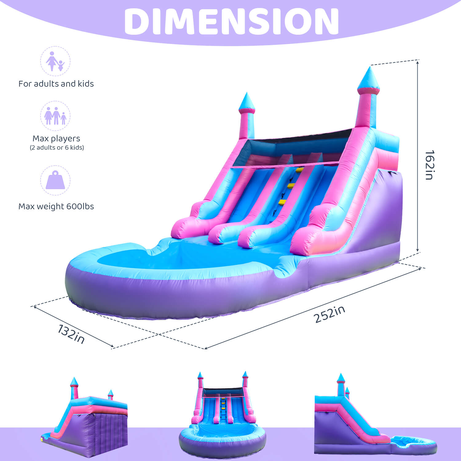 Bouncinlife 21ft Water Inflatable Dual Slide with Large Pool Bouncinlife