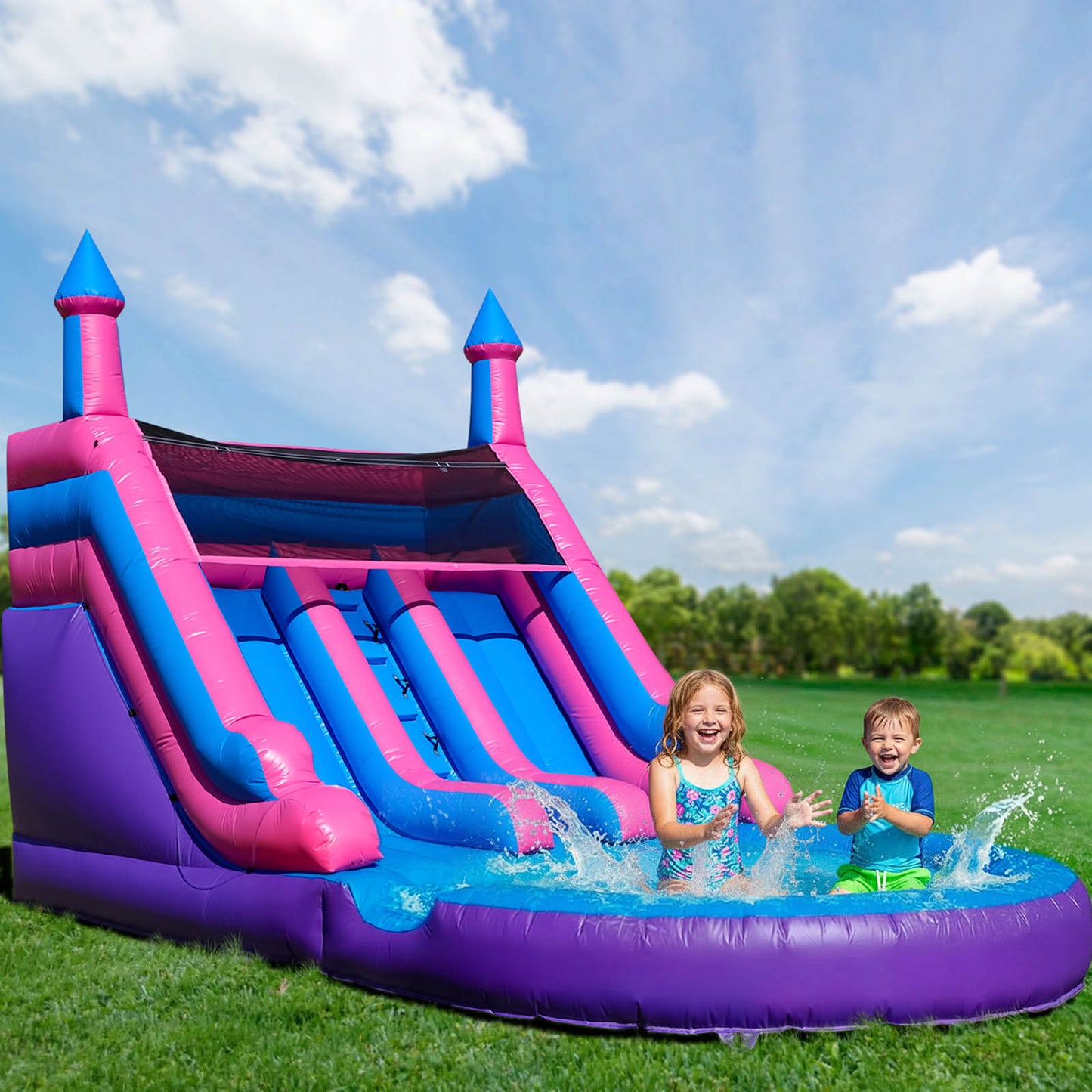 21ft Bounce Castle Water Park Dual Slide Pool