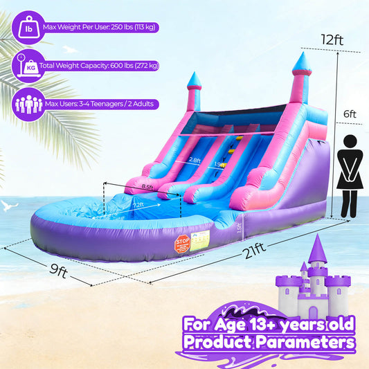 21ft Bounce Castle Water Park Dual Slide Pool
