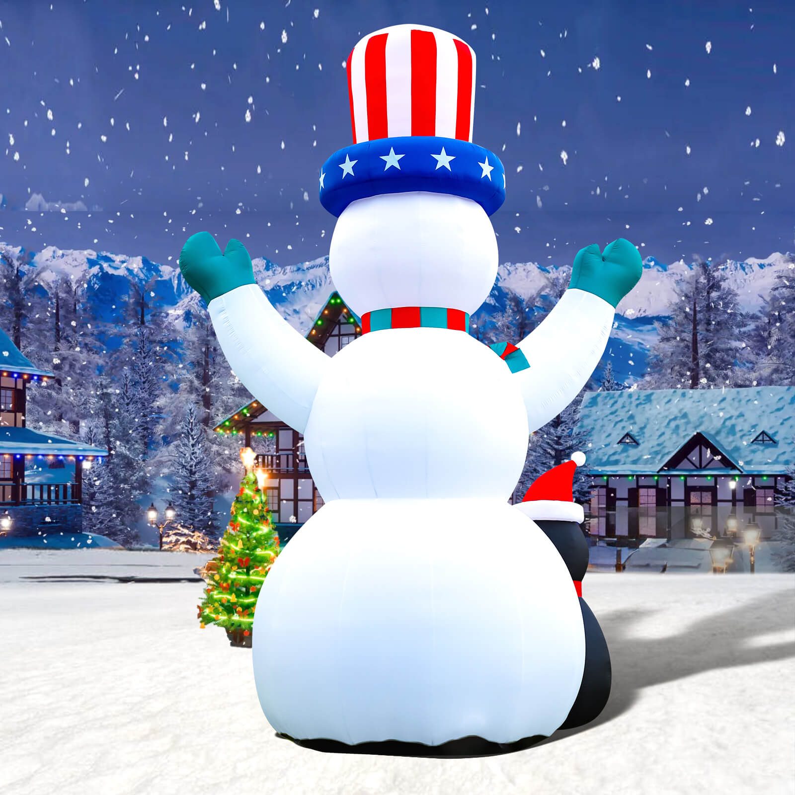 26 / 33 FT Christmas Inflatable Snowman with Penguins, Durable Snowman Inflatable Outdoor,Blow Up Snowman Inflatable for Yard Decoration Bouncinlife