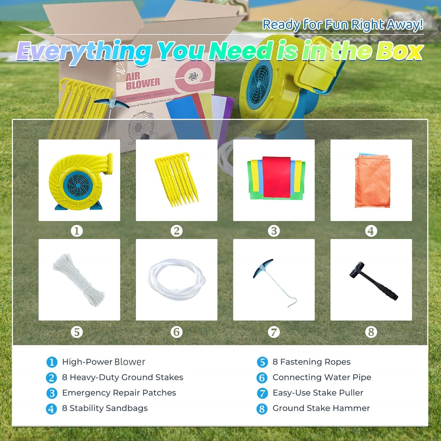 23ft Inflatable Obstacle Course with Water Slide & Blower - Commercial Grade Bouncinlife