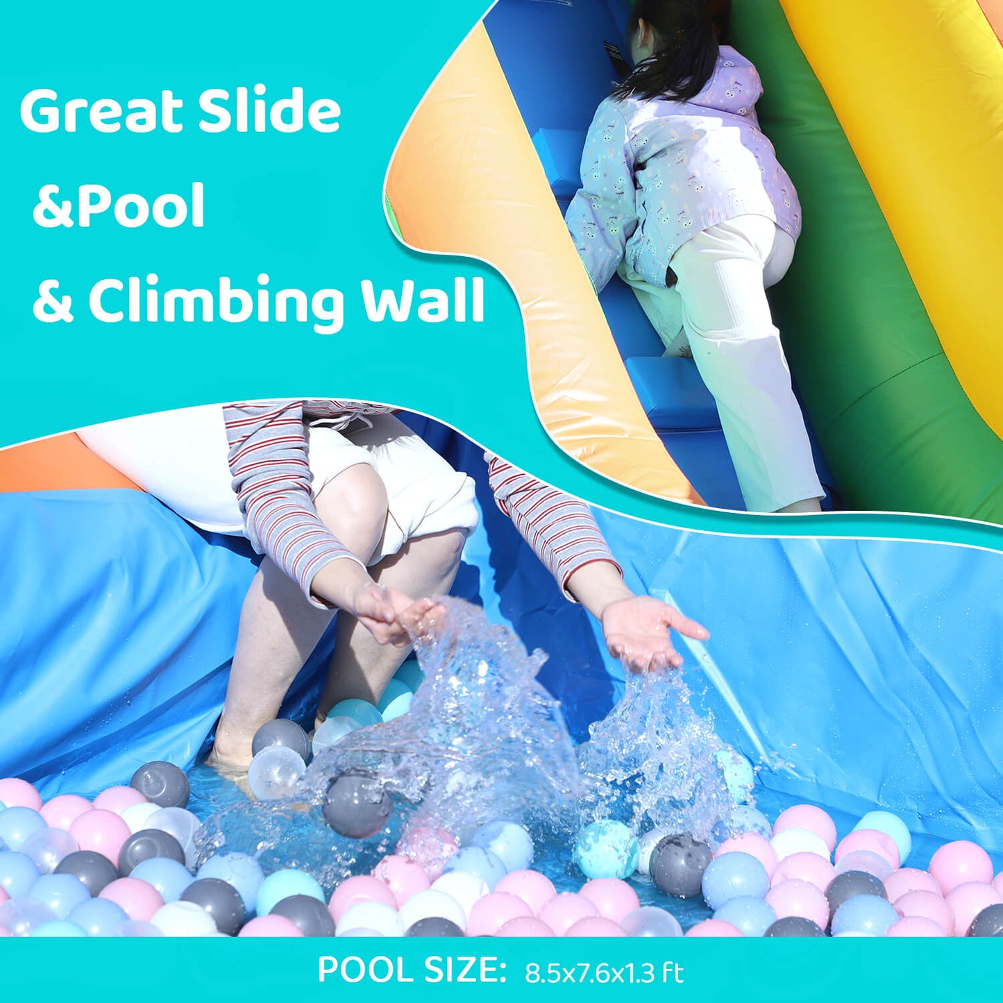 21ft Inflatable Water Slide with Pool Bouncy Slide with Blower for Kids Party Bouncinlife