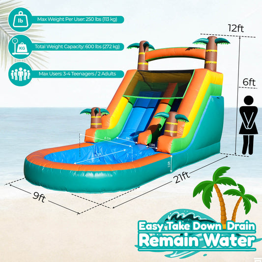 21ft Inflatable Water Slide with Pool Bouncy Slide with Blower for Kids Party