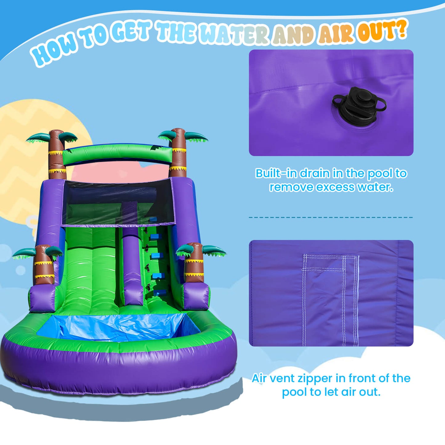 21ft Water Slide Inflatable with Splash Pool 100% PVC for Kids Adults Bouncinlife