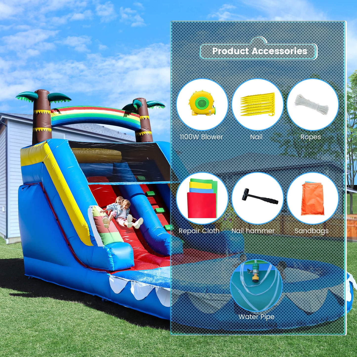 21ft Commercial Inflatable Slide Pool Bouncy Slide with Blower for Kids Bouncinlife