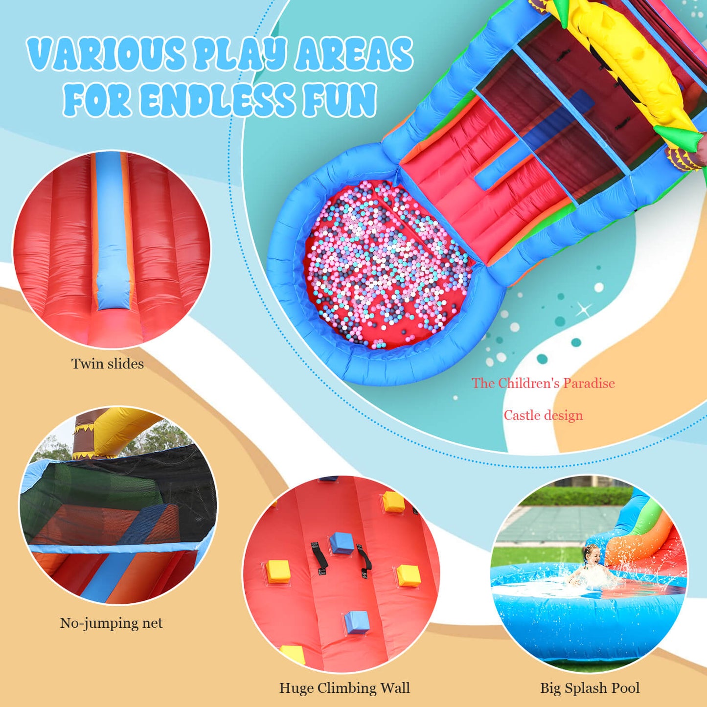 23FT Commercial Water Slide for Kids Adults Heavy Duty Dual Water Slide with Splash Pool