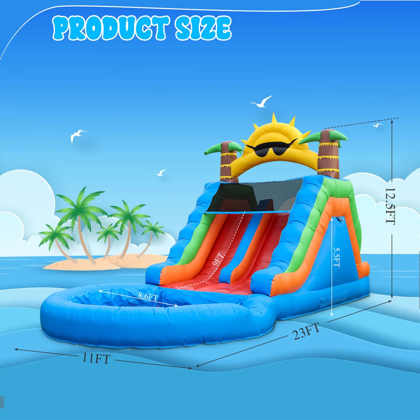 23FT Commercial Dual Water Slide for Kids Adults Heavy Duty Dual Water Slide with Pool Bouncinlife