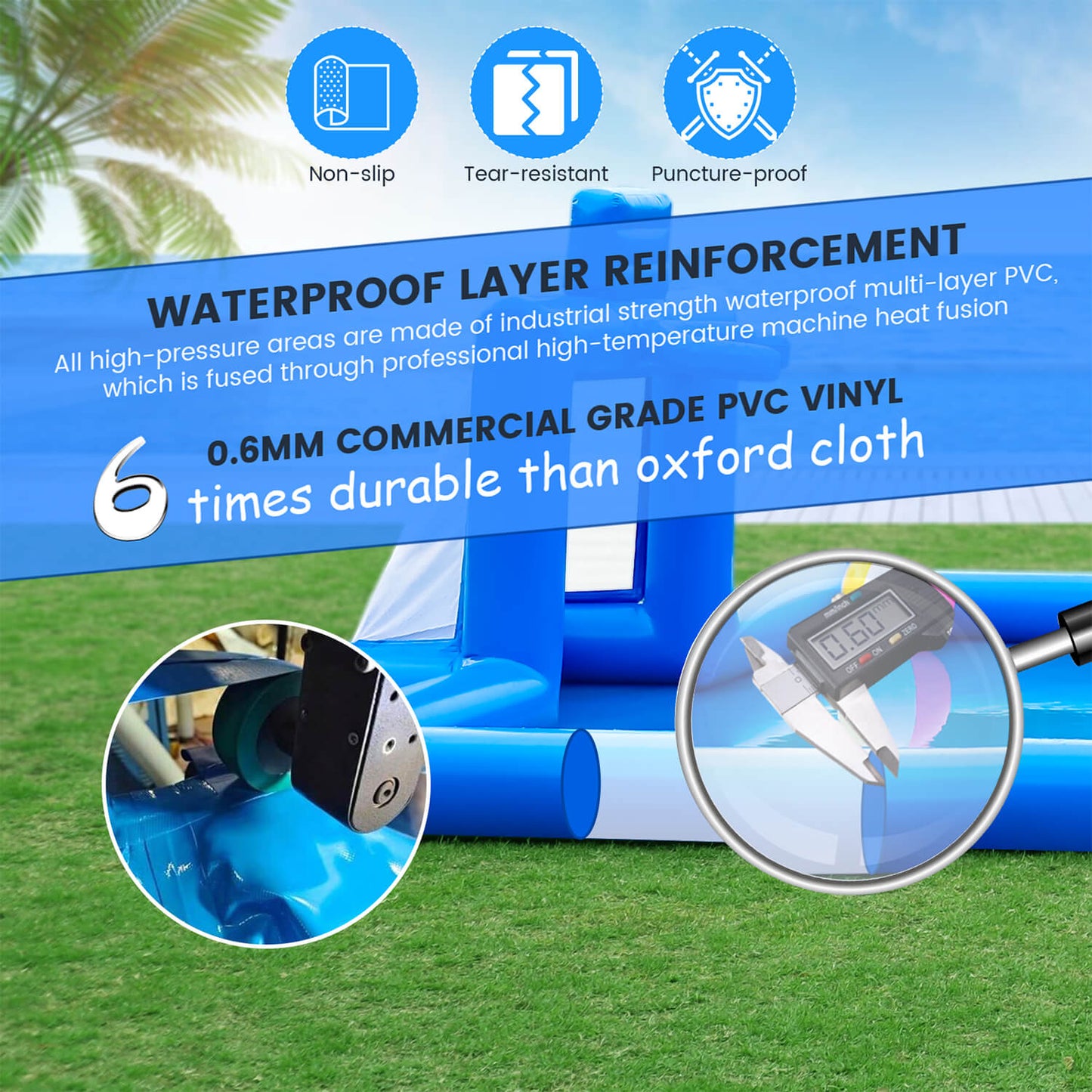 33 FT Inflatable Volleyball Court 2 in 1 Volleyball Pool Football Court Water Soccer Basketball Field with Blower for Beach Outdoor Party