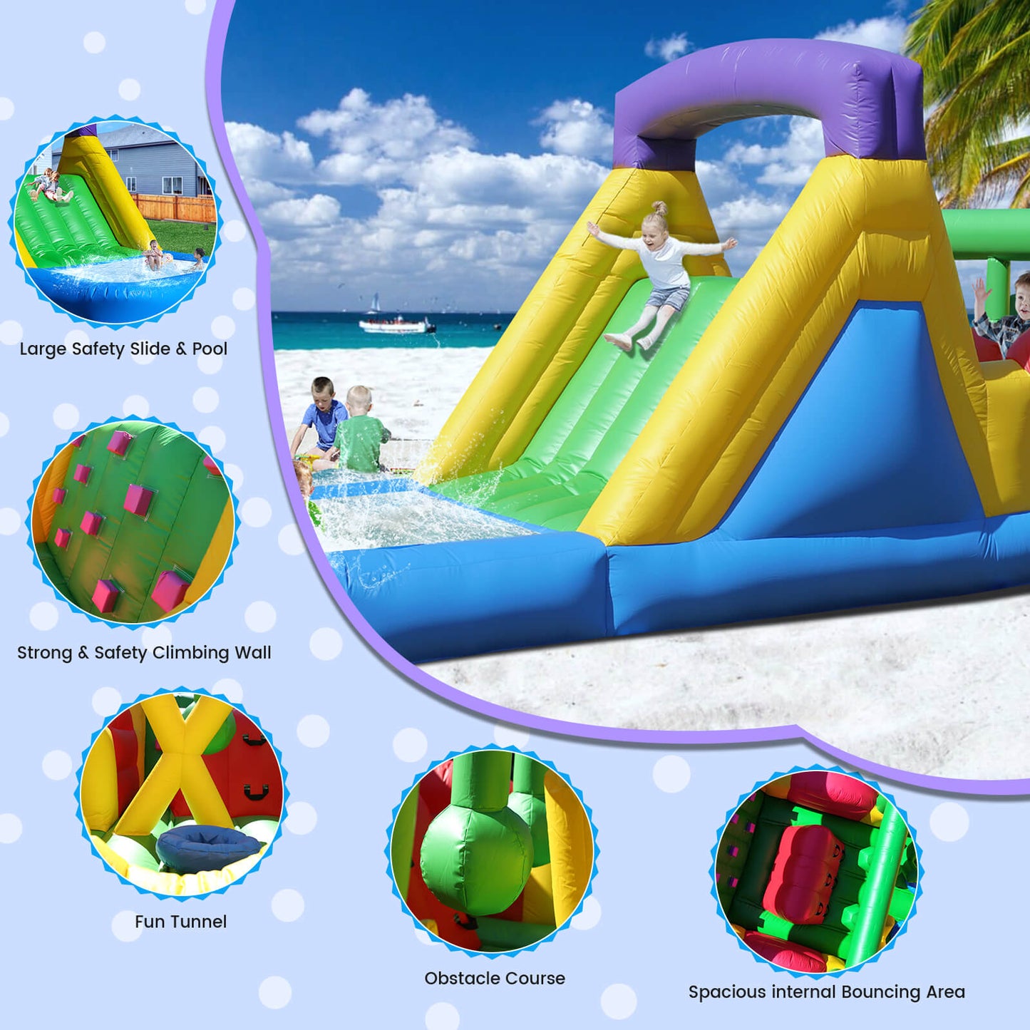 22ft Inflatable Play House Obstacle Course with Blower for Kids Bouncinlife