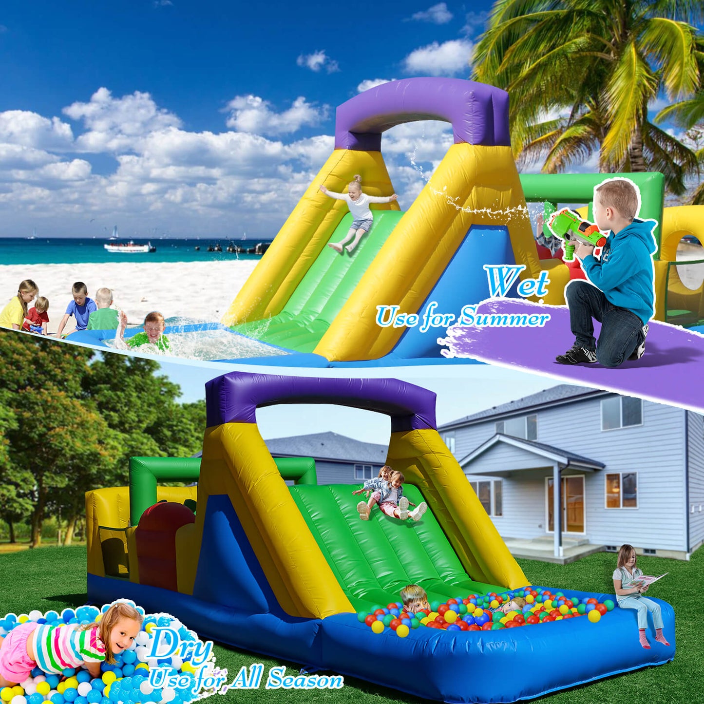 22ft Inflatable Play House Obstacle Course with Blower for Kids Bouncinlife