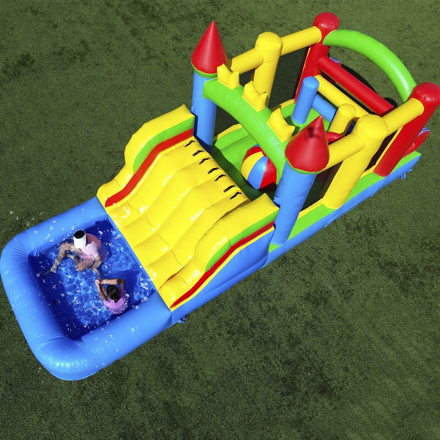 23ft Inflatable Obstacle Course with Water Slide & Blower - Commercial Grade Bouncinlife