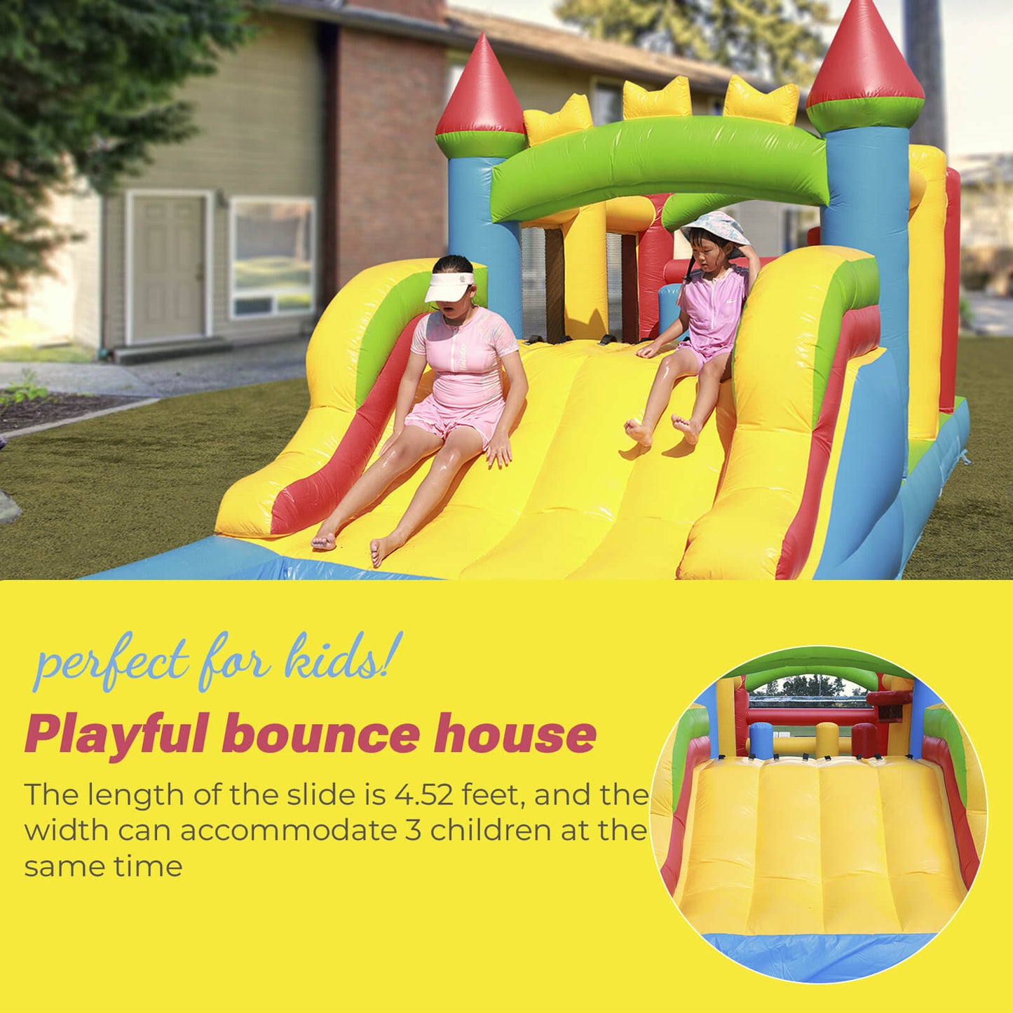 23ft Inflatable Obstacle Course with Water Slide & Blower - Commercial Grade Bouncinlife