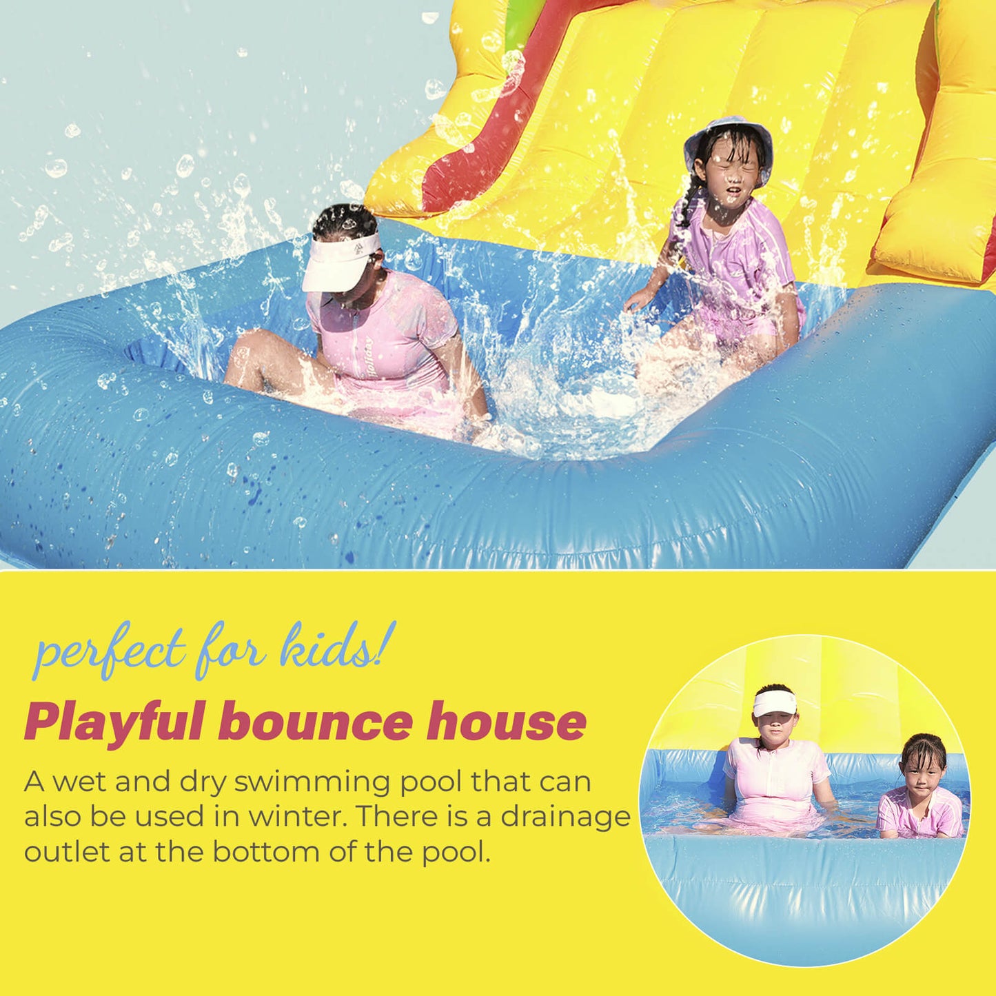23ft Inflatable Obstacle Course with Water Slide & Blower - Commercial Grade Bouncinlife