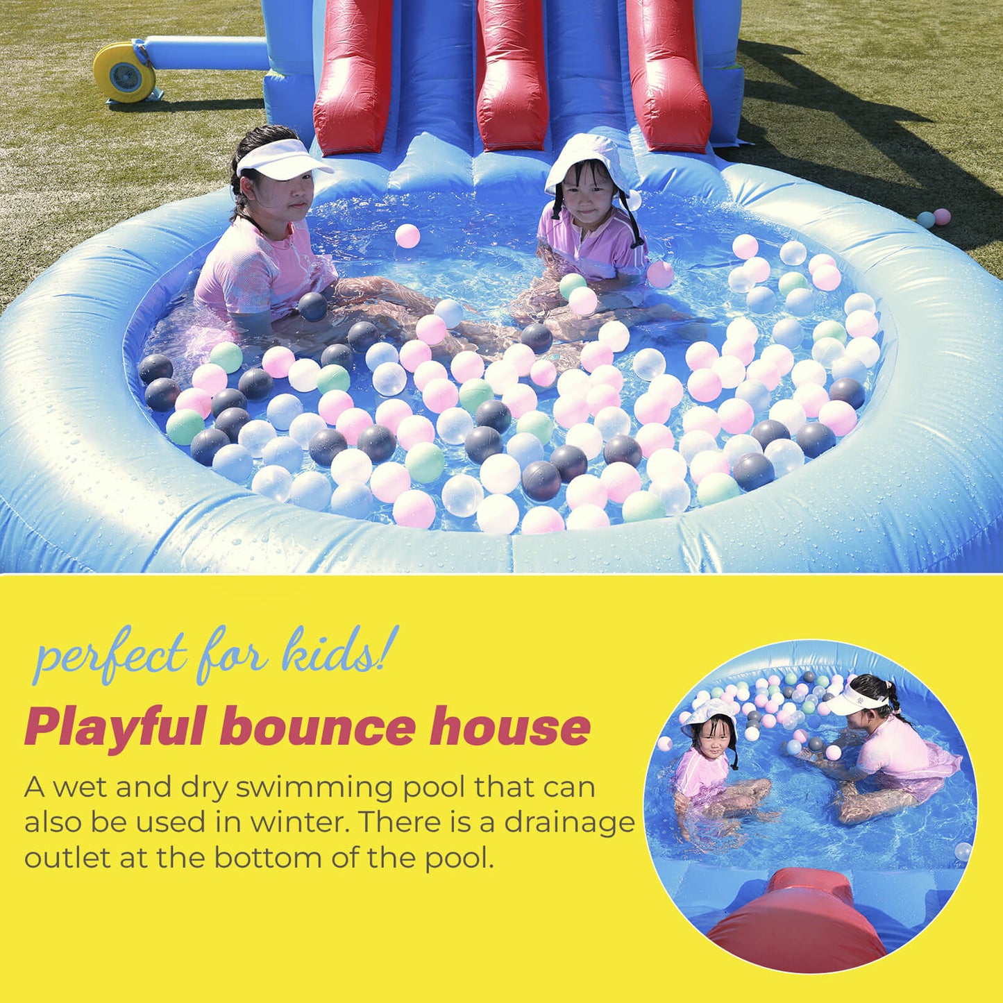 30ft Inflatable Obstacle Course with Slide Pool & Blower Bouncinlife