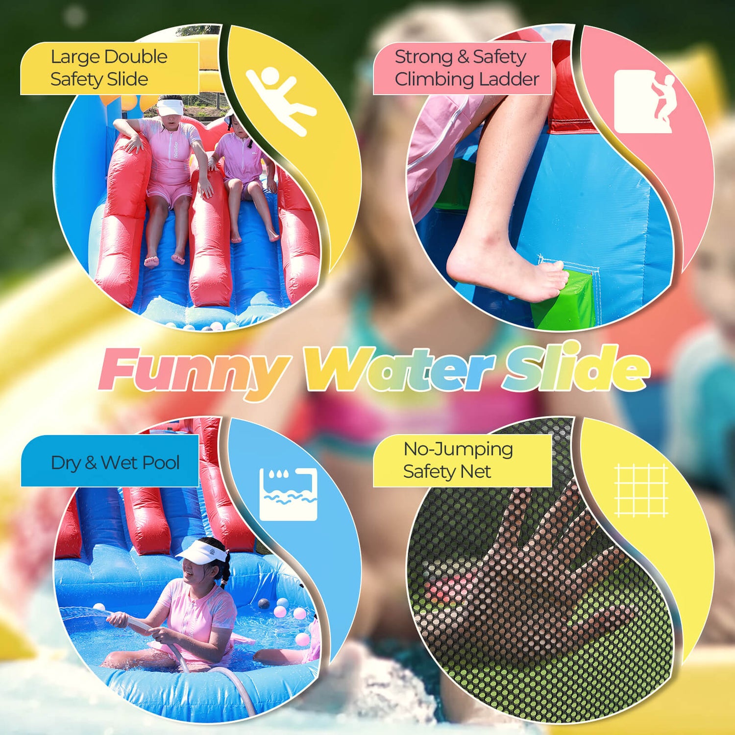 30ft Inflatable Obstacle Course with Water Slide & Blower - Commercial Grade Bouncinlife