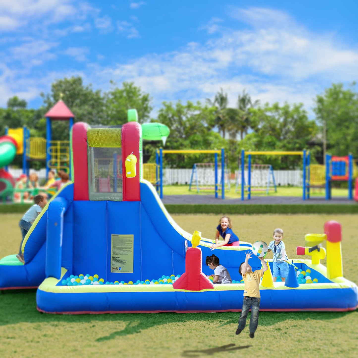 15ft Inflatable Play House with Splash Pool Water Park for Kids with Blower Bouncinlife