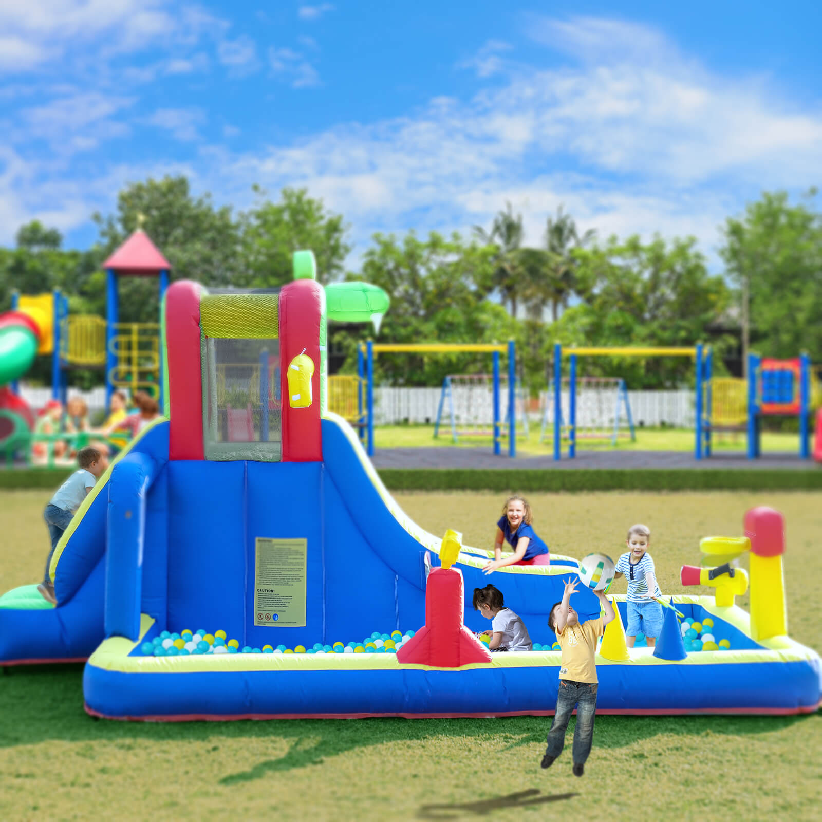 15ft Inflatable Play House with Splash Pool Water Park for Kids with Blower Bouncinlife